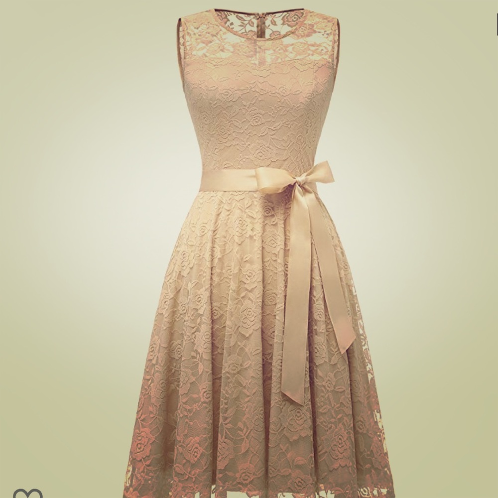 Champagne lace dress bridesmaid or homecoming